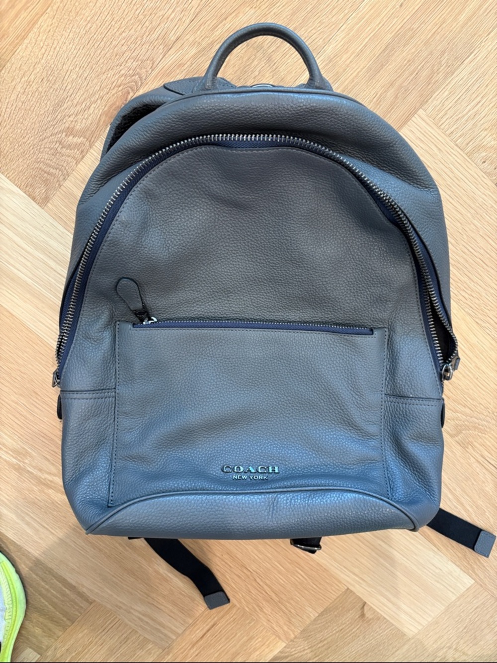Coach Men's Dark Gray Pebbled Leather Backpack